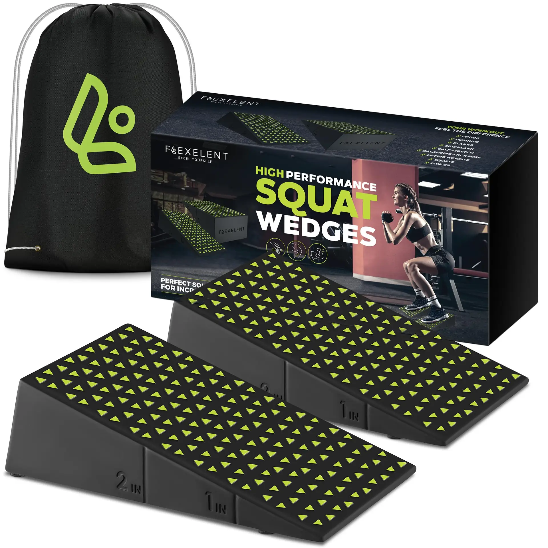 Squat Wedge - Planche D'étirement Pour Mollets En Mousse Haute Densité - Antidérapante, Portable - Yoga, Fitness, Récupération